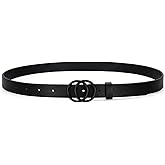 Skinny Black Belts for Women Fashion Ladies Thin Leather Dresses Belt for Jeans Pants 0.9inch Width,black buckle,S