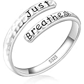 Tufeney Inspirational Hammered Ring for Women - 925 Sterling Silver Hypoallergenic Hope Cross Adjustable Wrap Ring Religions Jewelry Encouragement Gift