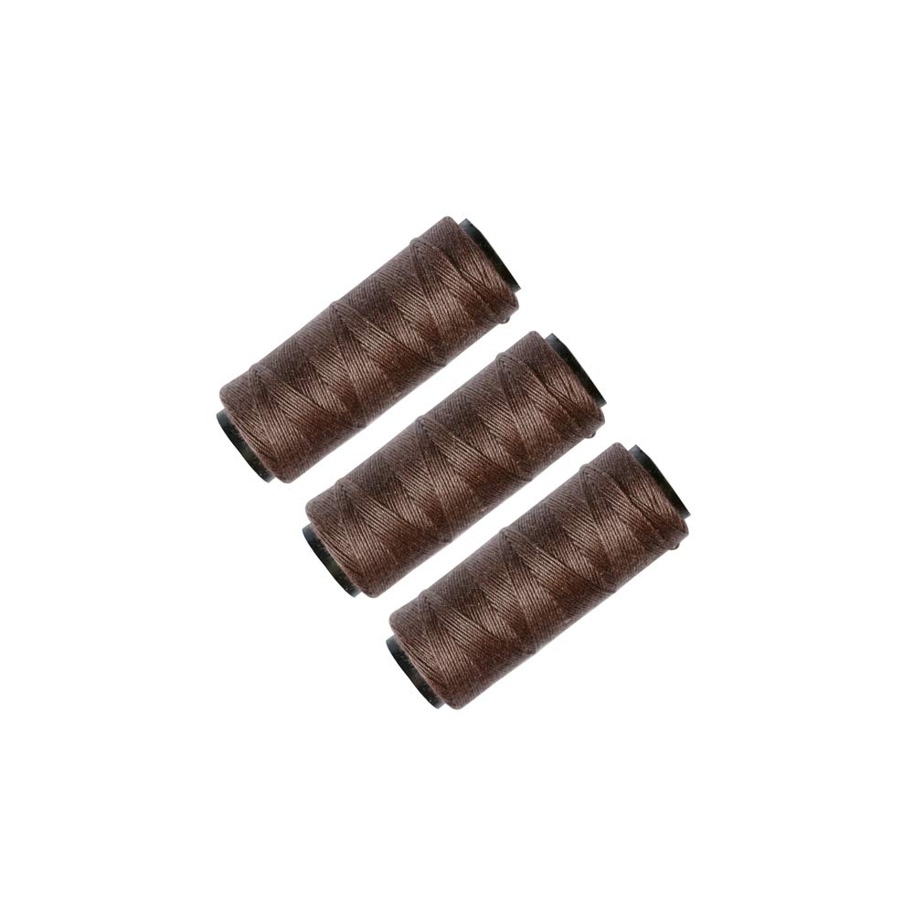 3 Rolls Sewing Thread for Hair Weave Bundles, Hair Extensions, Sewing Hair Weft, Making Wig DIY Weaving Thread (Brown)