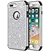 Hython Designed for iPhone 8 Plus, iPhone 7 Plus Case, Heavy Duty Defender Protective Bling Glitter Sparkle Hard Shell Hybrid Shockproof Rubber Bumper Cover, Silver