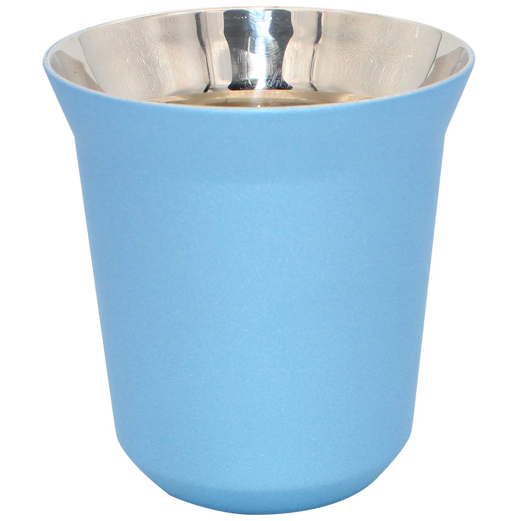 Diano Stainless Steel Insulated Cup, Small Metel Espresso Cup, Double Wall Thermally Insulated Drinking Cups, Capsule Coffee Mug 160ml Light Blue