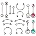 TOPBRIGHT 110 PCS Body Piercing Jewelry Nose Septum Curved Barbell Eyebrow Lip Tongue Piercing Barbell with Box