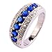 Psiroy 925 Sterling Silver Plated Simulated Blue Sapphire Half Eternity Band Ring Size 8