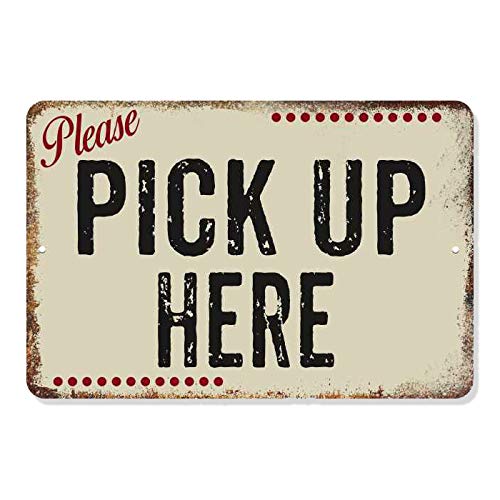 Pick Up Here Sign Restaurant Rustic Wall Décor Gift Cafe Coffee Shop Kitchen Bar Diner Plaque 50s Order 8 x 12 High Gloss Metal 208120061055