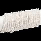 PONABEADIY 1 Box 2 Strands 336PCS 4X2MM White Natural Jade Rondelle Beads with Holes Gemstone Crystal Abacus Disk Stone Smooth Spacer Charms Bead for Jewelry Making Bracelets Earrings Diy Craft Supply