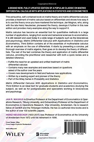 image for Matrix Differential Calculus with Applications in Statistics and Econo