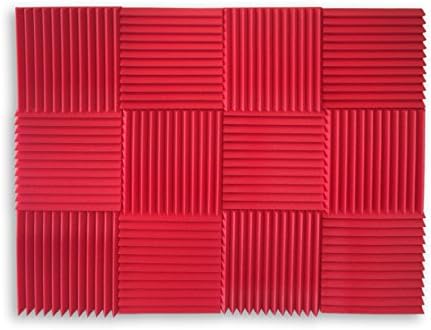 (12) Pack Acoustic Panel Studio Foam Music Wedges 1"x12"x12" (Red)