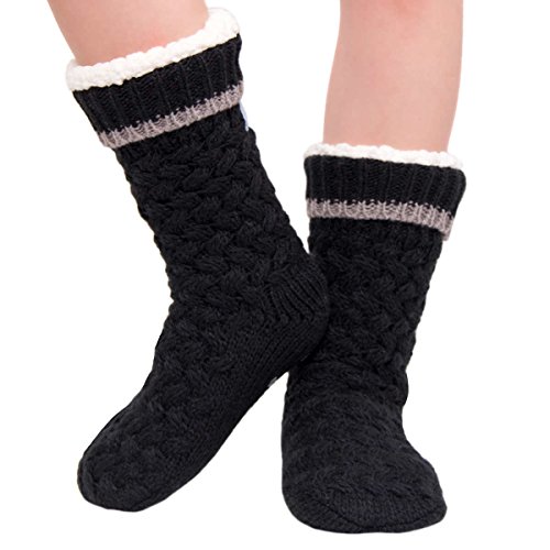 Jane And Bleecker Pair Slipper Socks Black Sock Size