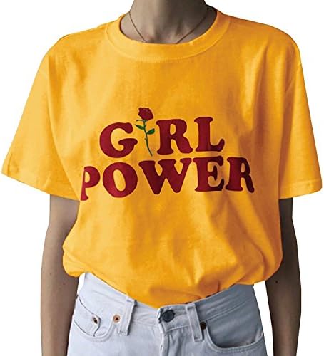 Pxmoda Womens Girl Power Print T Shirt Hippie Summer Tops