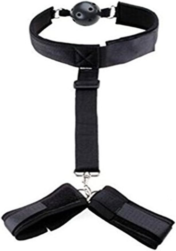 Mybeanstore Mouth Ball Neck Posture Control Collar with Hands Straps for Couples Play