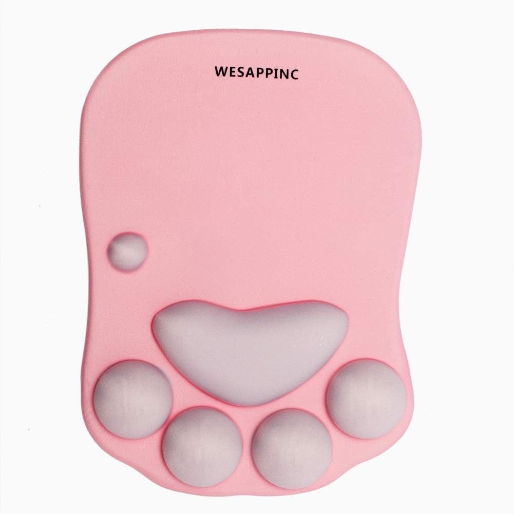 WESAPPINC Cat Paw Mouse Pad with Wrist Support Soft Silicone Wrist