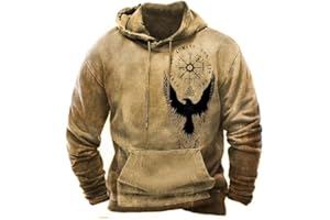 ZOCAVIA American Flag Hoodies for Men USA Graphic Hooded Sweatshirts Drawstring Western Ethnic Boys Pullover Tops