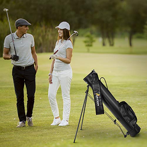 Portzon Golf Stand Bag, Lightweight Easy Carry Travel Shoulder Bag Organizer with Large Capacity of 9 Golf Clubs for Women Men