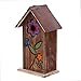 Topadorn Wooden Birdhouse Carved Floral Bird House for Outdoor Yard Garden Porch Patio Country Decor,Brown Hanging Bird House