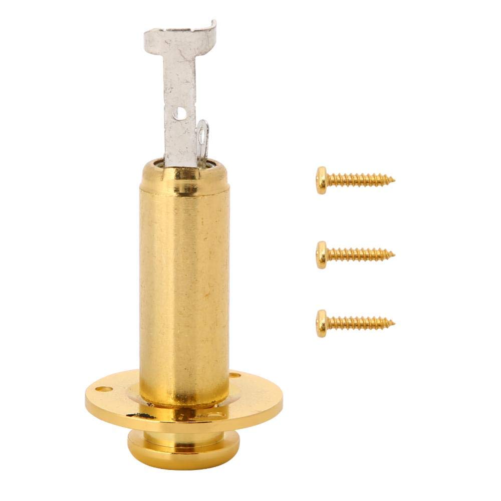 6.35mm Guitar Output Socket, Metal End Pin Output Jack Socket for Acoustic Electric Guitar(Gold)