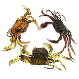 Yosoo 3Pcs Hard Soft Fish Fishing Lures Crab Bait with Sharp Hooks Simulation Saltwater Lure