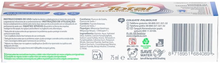 Total Prevention Aktive Zahnpasta, 75 ml, bekämpft die Hauptursachen von Problemen der Mundgesundheit, 24 Stunden antibakterieller Schutz, patentierte Technologie.