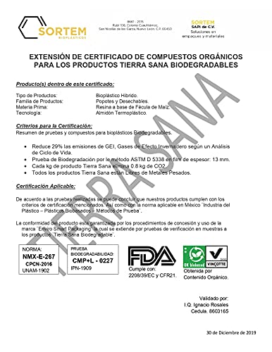 Popotes Ecológicos Tierra Sana, Estuchados Individualmente, Caja con 2000 piezas de 21 cm. Hechos con Maíz, Grado Alimenticio, Caja Mayoreo para Restaurantes, Cafeterías, Hoteles.