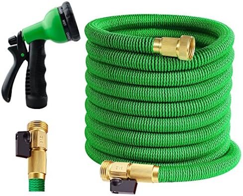 75ft Garden Hose, ALL NEW Expandable Water Hose with 3/4 Solid Brass Fittings, Double Latex, Reinforced Fabric Casing- Flexible Expanding Hose (75FT)