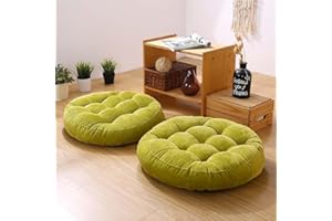 Gfobip Meditation Floor Pillow Set of 2 Large Round Floor Cushions for Adults Tufted Corduroy Floor Seat Pillows Cushion for Living Room,Grass Green 16.5" Lx16.5 Wx3 H