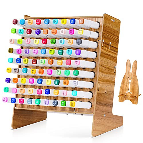 Marbrasse Wooden Marker Holder, Multiholes Art Supply Organizer, DIY