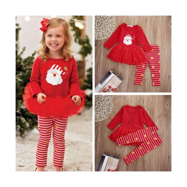 Toddler Girl Halloween Pants Outfit, Baby Ruffles Shirt Tops+Bell-Bottomed Pant Christmas Clothes 2Pieces Set (Christmas… - Image 4