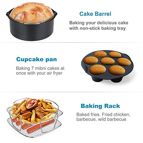 XL Air Fryer Accessories XL for Gowise Philips Cozyna, Set of 5, Fit for All 4.5QT, 5.3QT-5.8QT Airfryer