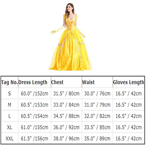 OBEEII Damen Belle Kostüm Märchen Beauty and the Beast Kleid Karneval Erwachsene Festlich Party mit Handschuhe… – Bild 8