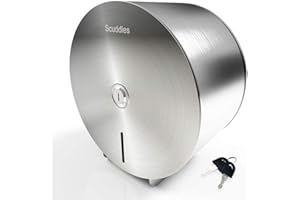 SCUDDLES Toilet Paper Dispenser Stainless Steel Commercial Toilet Paper Dispenser Fits Any 9" Tisue Rolls Public Places Offices OR Homes Mounts Quickly 2 Keys & Lock