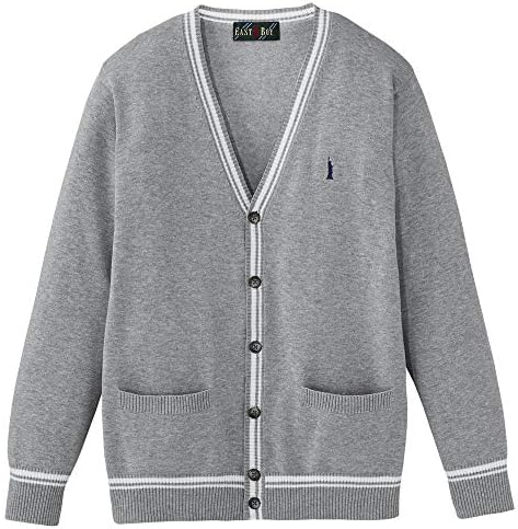 [イーストボーイ・スクール] 綿カーディガン〈12G/ハイゲージ/ライン入り/ゆったりサイズ〉 0206012 レディース