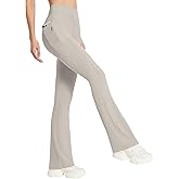 baleaf Women's Flare Leggings with Zipper Pockets Crossover High Waist Bootcut Yoga Pants Tummy Control Bell Bottom Leggings