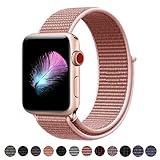 Yunsea For Apple Watch Band, New Nylon Sport Loop, with Hook and Loop Fastener, Adjustable Closure Wrist Strap, Replacement Band for iwatch, 38mm, Rose Pink