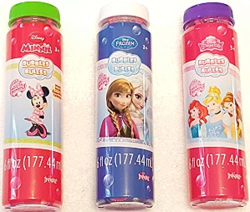 Minnie Princess &amp; Frozen Blowing Bubbles - 3 Bottles - 6 oz Each Bottle