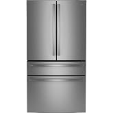 GE Profile PJE23BYWFS 23.1 Cu.Ft Counter-Depth French Door Refrigerator &ndash; Stainless Steel, Internal Water Dispenser, TwinChill&trade; Cooling, LED Lighting, Adjustable Shelves