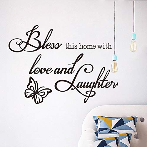 image for Hatisan Bless This Home Love Laughter Decal Wall, Sayings Wall Sticker