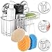 HASKO Shower Caddy Suction Cup, Shower Shelf with Soap Dish and Hooks Organizer, Suction Bathroom Shelf for Storage, Wall Mounted Basket, Silver