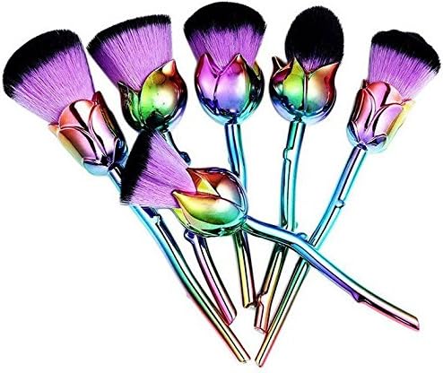 SJZ TECH6Pcs Rose Flower Shape Soft Face Powder Foundation Make Up Brush Makeup Tool (purple)