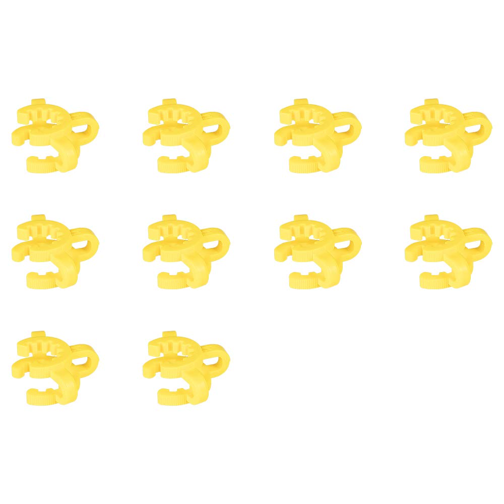 Labasics Plastic Joint Clips, 10 pcs 14 mm Lab Keck Clamp #14 Keck Clips for 14/20 Joint Glass Standard Conical Interface Clip Ground Glass Joint Lab Accessory, Yellow
