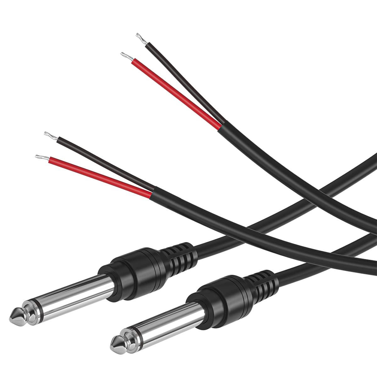 Photo 1 of 2-Pack 6FT Replacement 6.35mm Male Plug to Bare Wire Open End TS 2 Pole Mono 1/4" HiFi Speaker Plug Jack Amplifier Patch Audio Cable,Microphone Cord for DJ Application,DIY Connector Repair (6ft)