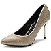 Ollio Women's Shoe Metalic High Heel Glitter D'orsay Pump