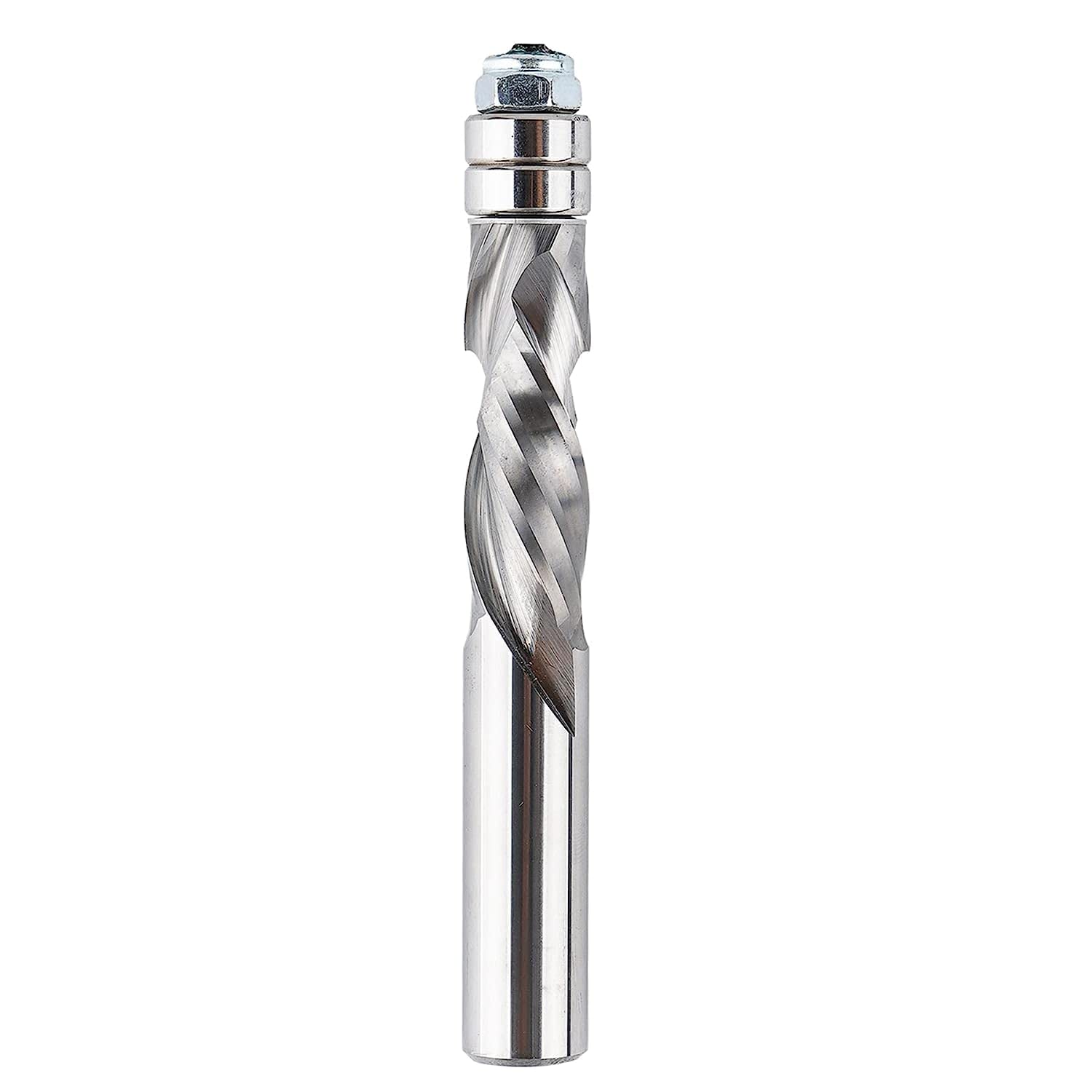 SpeTool 1/2″ (12.7 mm) Extra-Long Spiral Compression Flush Trim Router Bit, 1/2″ Shank 38.1 mm Cut Length Solid Carbide Cutter — built for deep pattern routing, thick timber joinery, CNC tables
