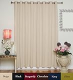 Beige Wide Width Antique Brass Grommet Top Thermal Insulated Blackout Curtain 100 Inch Wide By 96 Inch Long Panel