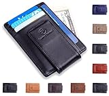 Money Clip Front Pocket Wallet Slim Minimalist RFID Blocking Leather Wallet with Strong Magnets