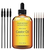 100% Pure Organic Castor Oil Hexane free - Great for Eyelashes, Hair, Eyebrows, Face and Skin , Hair Growth & Best Moisturizer for Skin & Hair with Treatment Applicator Kit, 1oz (30ml)