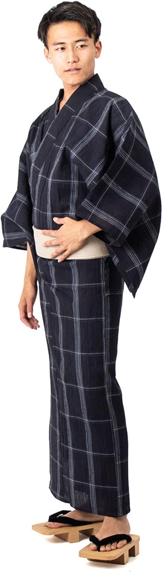 Amazon 男着物の加藤商店 浴衣 メンズ セット 5点セット 着付けガイドブック付き 男着物専門店品質 綿麻浴衣 角帯 男〆 下駄 近江ちぢみ織物 上質 メンズ浴衣 浴衣 通販