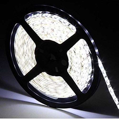 XingLi 16.4ft(5M) LED Flexible Light Strip, 300 Units SMD 3528 LEDs, 12V DC waterproof IP65, Light Strips, DIY Christmas Holiday Home Kitchen Car Bar Indoor Party Decoration White- No Power Supply