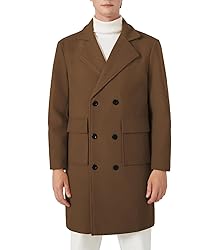 INVACHI Men's Wool Blend Coat Double Breasted Pea