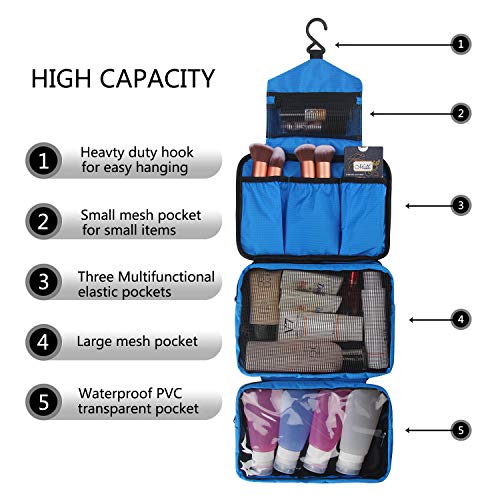 MONSTINA Travel Toiletry Bag Cosmetic Organizers with Hanging Hook Use in Hotel,Bathroom (Toiletry Bag, Blue) 2 MONSTINA Travel Toiletry Bag Cosmetic Organizers with Hanging Hook Use in Hotel,Bathroom (Toiletry Bag, Blue)