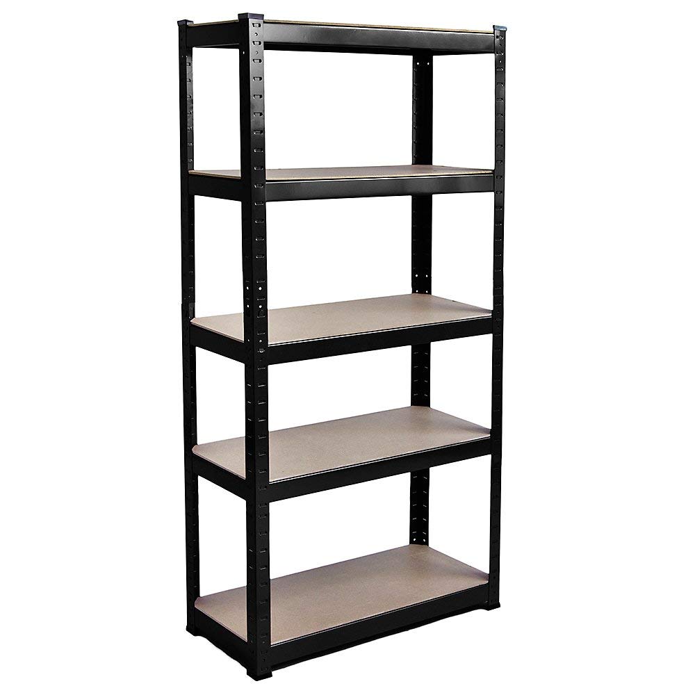 Home Vida 5 Tier Black Heavy Duty Adjustable Steel Garage Shelving Unit (H) 1500mm (W) 700mm - 875kg Weight Capacity