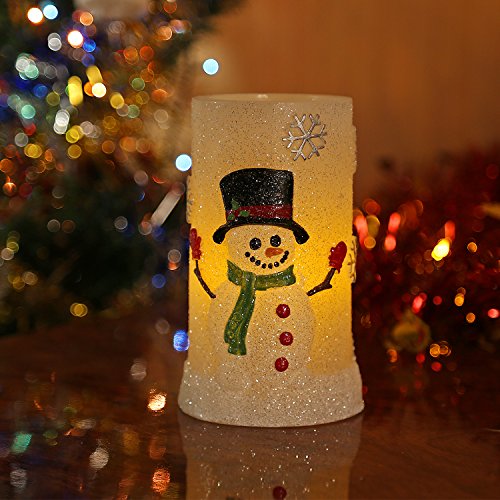 Greluna Snowman Flameless LED Candles with Timer, Battery Operated